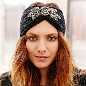 Urban outfitters embellished turban headband ear warmer | black